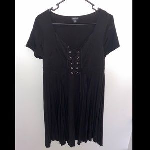Torrid black challis lace-up skater dress size 00